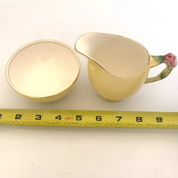 Royal Winton Rosebud Yellow Creamer and Open Sugar Bowl Grimwades Bone China Vtg - Picture 11 of 12